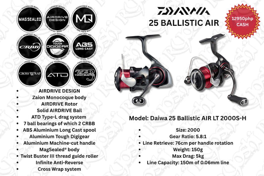 Daiwa 25 Ballistic Air Lt 2000S-H (6/25)