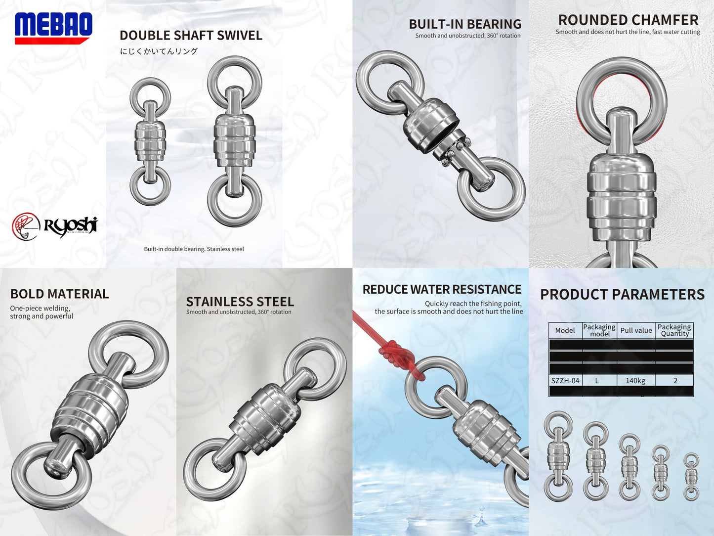 Mebao Double Shaft Ball Bearing Swivel (MB-SZZH-04)