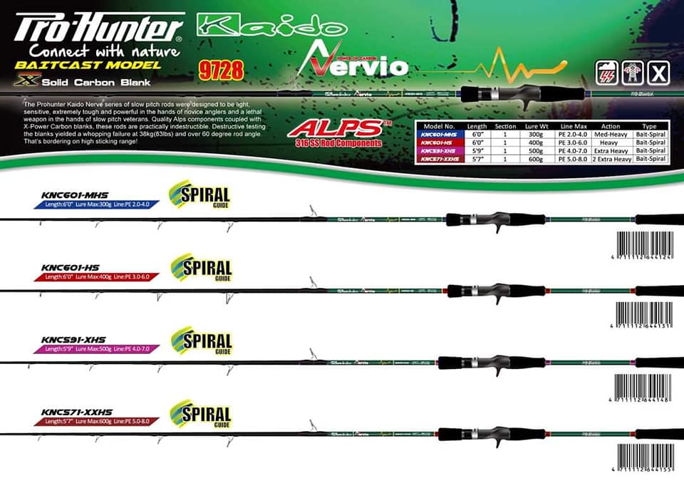 Pro Hunter Kaido Nervio Solid Carbon Jigging Rod (overhead)