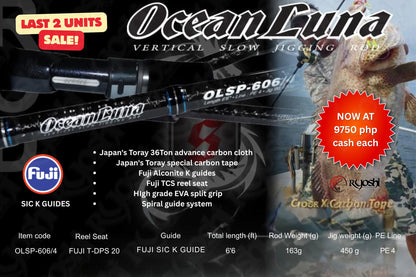 OCEAN LUNA SLOW JIGGING OLSP-606/4 - PE4 - 6'6 450G (SALE - LAST 2 UNITS)